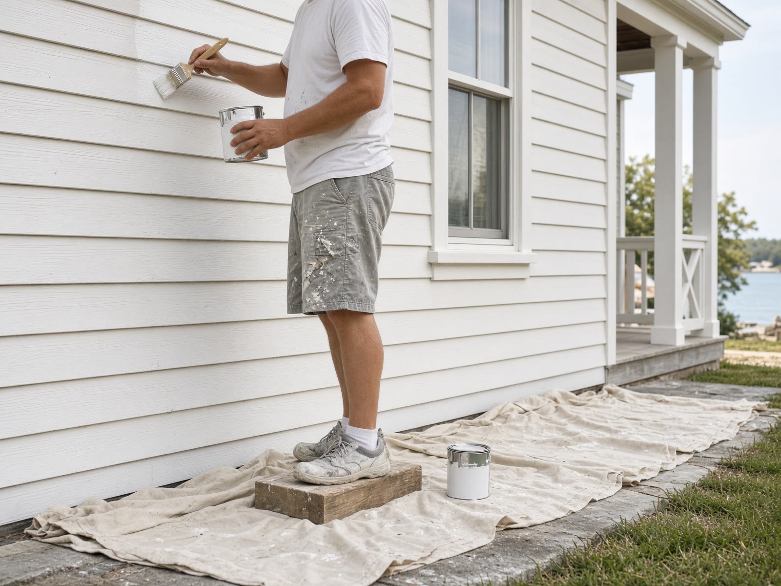 Careful exterior painting on coastal siding